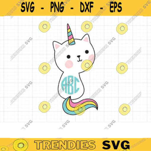 Caticorn Cat Unicorn Monogram SVG DXF Files for Cricut or Silhouette Cute Cat Monogram Frame svg dxf Cut File copy