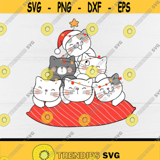 Cats with Christmas LightsCat TreeKittenMerry ChristmasCat LoversCat DadCat MomPet LoversDigital downloadprintSublimationCut file Design 94