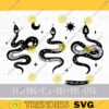 Celestial snake SVG Mystical snake SVG cricut files Boho Snake Moon and sun PNG clipart Witchy serpent svg Celestial clip art