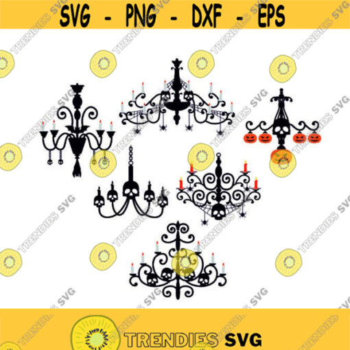 Chandelier Spooky Halloween Cuttable SVG PNG DXF eps Designs Cameo File Silhouette Design 1073