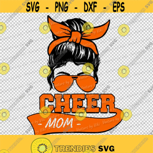 Cheer Mom Messy Bun Sunglasses Glasses Bow Head Wrap Bandana JPG PNG Digital File