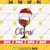 Cheers Wine Glass SVG Santa Hat SVG Christmas SVG Cut File Cricut Commercial use Silhouette Winter Svg Holiday Svg Design 1066