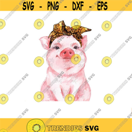 Cheetah Bandana Pig PNG Sublimation Designs Download Pig Clipart Printable File Watercolor Pig Farm clipart Pig shirt