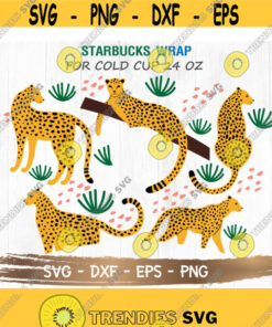 Cheetah Leopard Starbucks Cup SVG Cheetah Leopard SVG Venti cold Cup full Wrap Png Dxf Eps Svg for Cricut other e cutters Design 190