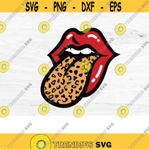Cheetah Tongue Out SVG Kiss Lips svg with Tongue Out Cheetah svg Leopard print Red Lips Vector Sublimation tshirt svg png dxf eps pdf