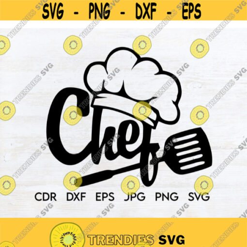 Chef svg cut file instant download kitchen silhouette cooking svg clipart baking design chef hat vector print Design 84