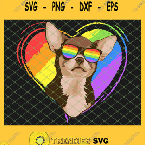 Chihuahua Rainbow Heart Gay Pride Lgbt Dog Lover SVG PNG DXF EPS 1