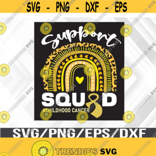 Childhood Cancer Support Squad Gold Ribbon Svg Eps Png Dxf Digital Download Design 304