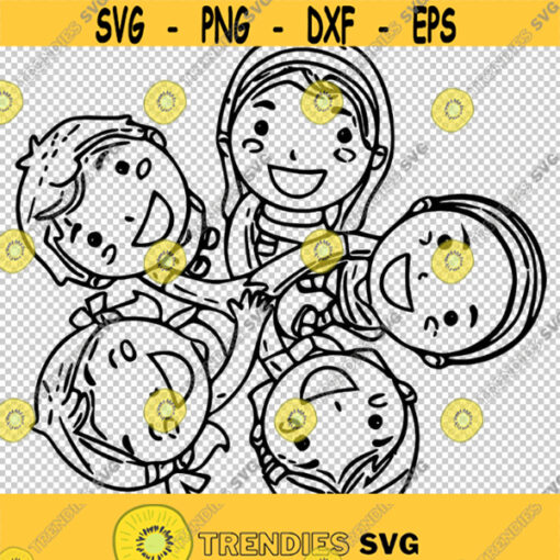 Children Holding Hands Circle SVG PNG EPS File For Cricut Silhouette Cut Files Vector Digital File