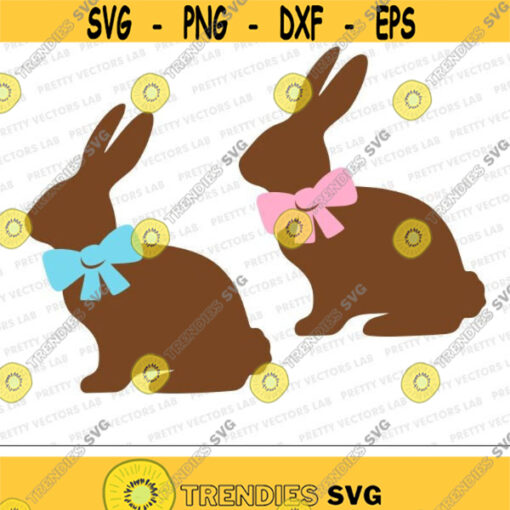 Chocolate Bunnies Svg Easter Svg Dxf Eps Png Girl Boy Easter Bunny Clipart Kids Easter Svg Rabbits Svg Silhouette Cricut Cut Files Design 1904 .jpg