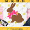 Chocolate Bunny Svg Easter Svg Cute Easter Bunny Clipart Kids Easter Svg Dxf Eps Png Rabbit with Bow Svg Silhouette Cricut Cut Files Design 2926 .jpg