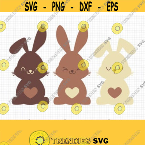 Chocolate Easter Bunny SVG. Cute Baby Easter Bunnies Clipart PNG. Rabbit Monogram Cut File. Silhouette Vector DXF Cutting Machine Download Design 235