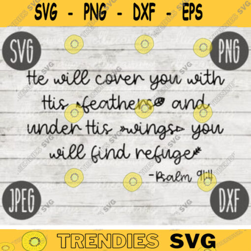 Christian Bible SVG He will cover you will find refuge Psalm svg png jpeg dxf Commercial Use Vinyl Cut File Home Sign Decor Funny Cute 1753