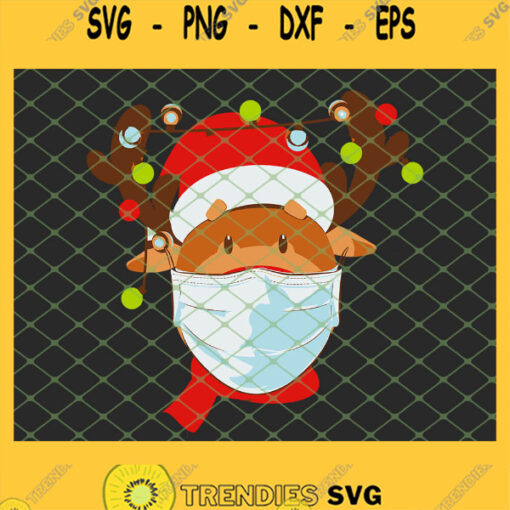 Christmas 2020 Ugly Reindeer Quarantine Wearing Mask Santa Hat SVG PNG DXF EPS Cricut 1