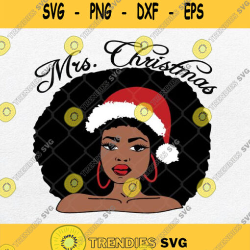 Christmas Afro Woman Svg Black Woman Svg Merry Christmas Clipart