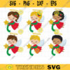 Christmas Angels SVG PNG Clipart Boy and Girl Christmas Angels Little Kid Christmas Angels with Star Black Angel Svg Png Clipart Dxf copy