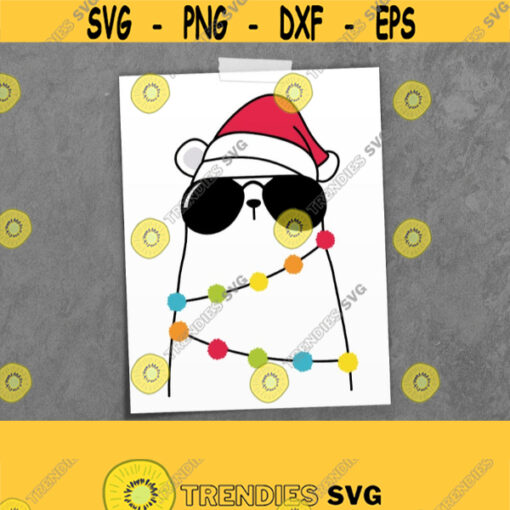 Christmas Bear with Sunglasses SVG. Bear in Santa Hat Scarf Cut Files. Christmas Animals PNG. Vector Files Cutting Machine dxf eps jpg pdf Design 770