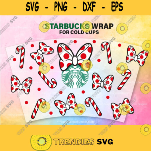 Christmas Bow Red Dot Starbucks Cold Cup SVG Full Wrap for Starbucks Venti Cold Cup Red bow candy can Files for Cricut other e cutters 305