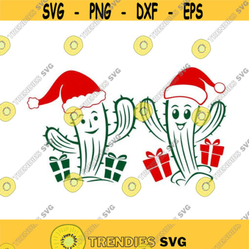 Christmas Cactus Cuttable Design SVG PNG DXF eps Designs Cameo File Silhouette Design 2066