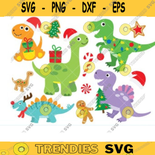 Christmas Dinosaur Clip Art Dinosaur with Santa Hat and Christmas Gift Holiday Reindeer Dinosaur and Gingerbread Cookie Clipart Clip Art copy