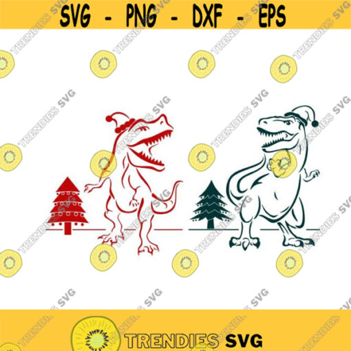 Christmas Dinosaur Cuttable Design SVG PNG DXF eps Designs Cameo File Silhouette Design 531