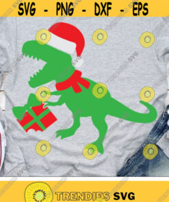 Christmas Dinosaur Svg, Santa T-Rex Svg, Holiday Svg, Dxf, Eps, Png, Funny Xmas Dino Cut Files, Kids Shirt Design, Winter, Silhouette Cricut Design -2766