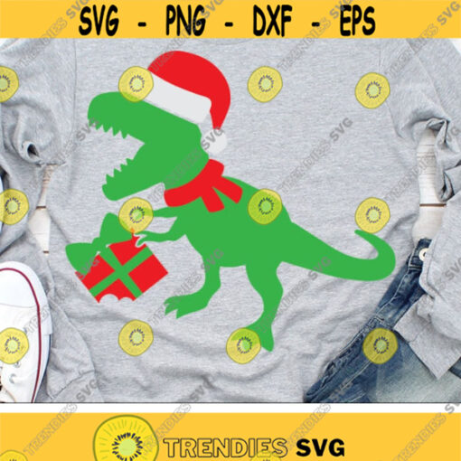 Christmas Dinosaur Svg Santa T Rex Svg Holiday Svg Dxf Eps Png Funny Xmas Dino Cut Files Kids Shirt Design Winter Silhouette Cricut Design 2766 .jpg