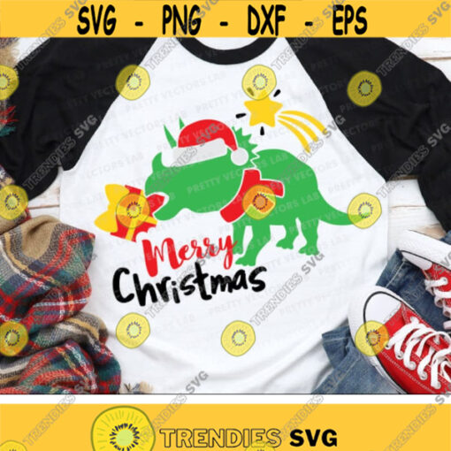 Christmas Dinosaur Svg Triceratops Svg Santa Dino Svg Kids Holiday Svg Dxf Eps Png Funny Xmas Cut Files Baby Svg Silhouette Cricut Design 2800 .jpg