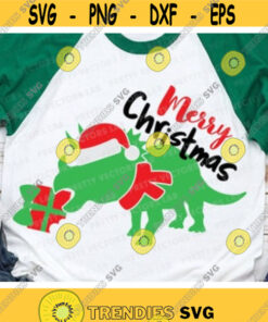 Christmas Dinosaur Svg, Triceratops Svg, Santa Dino Svg, Kids Holidays Svg Dxf Eps Png, Funny Xmas Cut Files, Winter Svg, Silhouette, Cricut Design -737