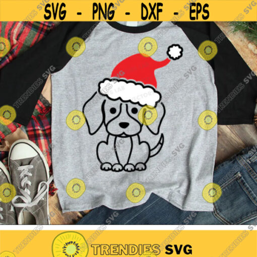 Christmas Dog Svg Cute Puppy with Santa Hat Svg Funny Holiday Svg Dxf Eps Png Kids Cut Files Baby Clipart Winter Svg Silhouette Cricut Design 2882 .jpg