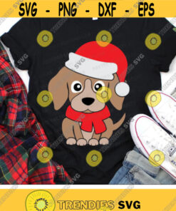 Christmas Dog Svg, Puppy with Santa Hat Svg, Funny Holiday Svg Dxf Eps Png, Kids Shirt Design, Baby Clipart, Winter Svg, Silhouette, Cricut Design -2921