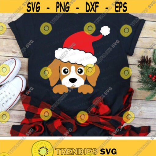 Christmas Dog Svg Puppy with Santa Hat Svg Puppy Face Svg Holiday Svg Dxf Eps Png Kids Cut File Baby Clipart Winter Silhouette Cricut Design 2782 .jpg