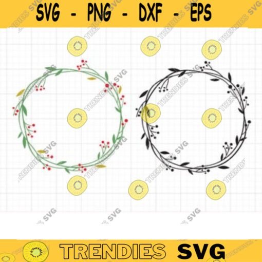 Christmas Frame SVG DXF Cuttable Holly Berry Holiday Christmas Wreath Silhouette Winter Red Berry Wreath Frame svg dxf copy