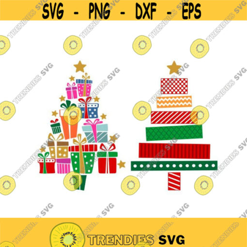 Christmas Gift Tree Cuttable Design SVG PNG DXF eps Designs Cameo File Silhouette Design 524