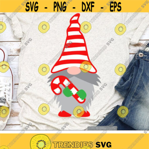 Christmas Gnome Svg Christmas Svg Gnome with Candy Cane Svg Dxf Eps Holiday Cut Files Christmas Clipart Winter Svg Silhouette Cricut Design 3074 .jpg