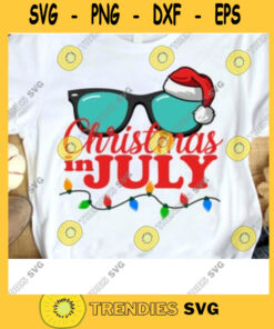 Christmas In July Svg Funny July Holiday Svg Santa Hat Sunglasses Svg Summer Celebration Svg Vacation Svg Summer Vacation Svg