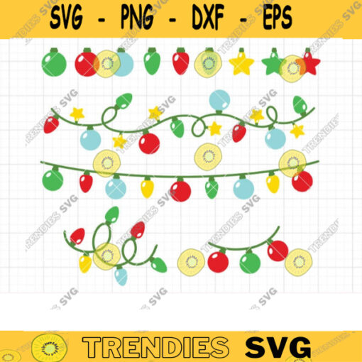 Christmas Lights SVG DXF String Light Round Star Candle Shape Decorative Christmas Holidays Light Lighting Bulb svg dxf Files for Cricut copy
