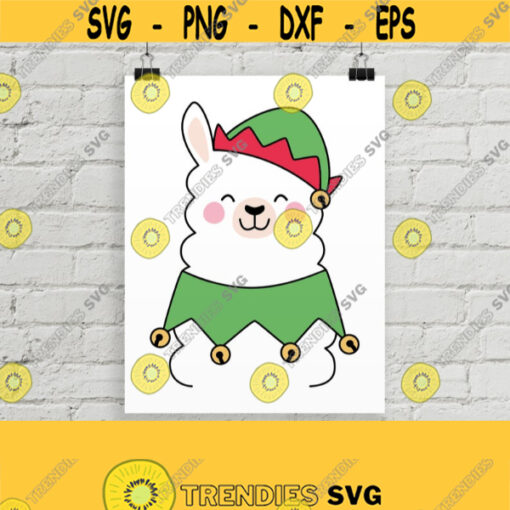 Christmas Llama SVG. Llama in Elf Hat Cut Files. Kids Funny Christmas Llama PNG. Vector Files for Cutting Machine. dxf eps jpg pdf Download Design 106