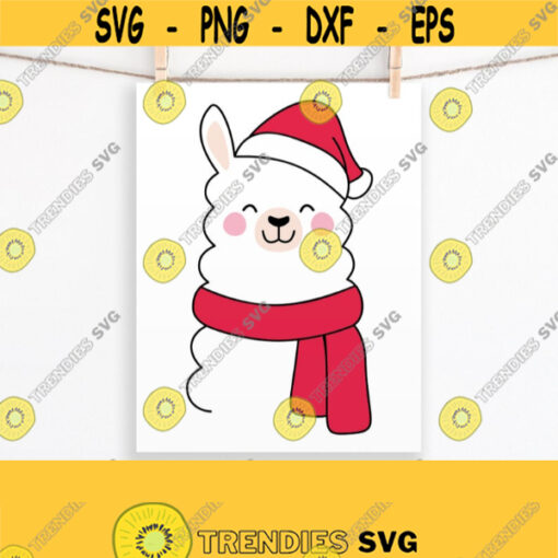 Christmas Llama SVG. Llama in a Santa Hat Cut Files. Kids Christmas Llama PNG. Vector Files for Cutting Machine. dxf eps jpg pdf Download Design 107