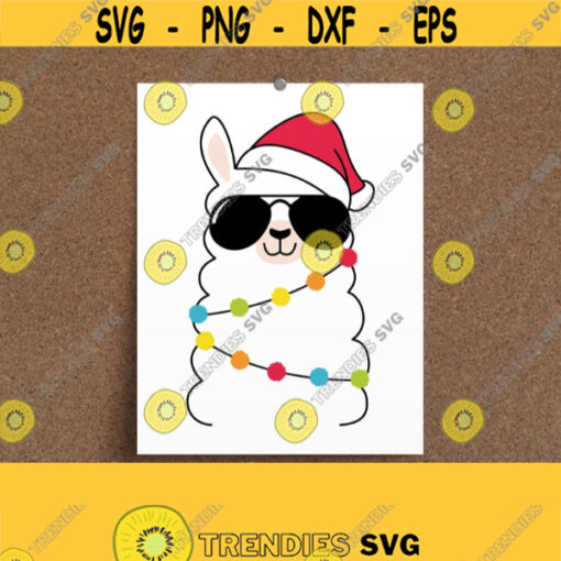 Christmas Llama SVG. Llama with Sunglasses in a Santa Hat Cut Files. Vector Files for Cutting Machine. png dxf eps jpg pdf Digital Download Design 782