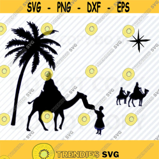 Christmas Nativity SVG Silhouette 3 Wise Men Vector Images Clipart Camel Nativity SVG Files For Cricut Wise men Silhouette Eps Png Dxf Design 588