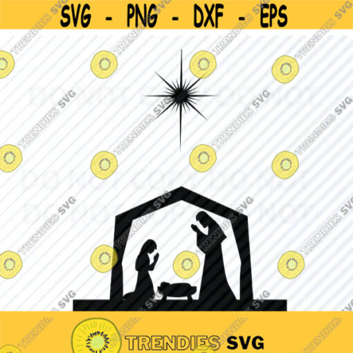 Christmas Nativity SVG Silhouette Baby Jesus Vector Images Clipart Nativity SVG Image For Cricut Manger Silhouettes Eps Png Dxf Design 578
