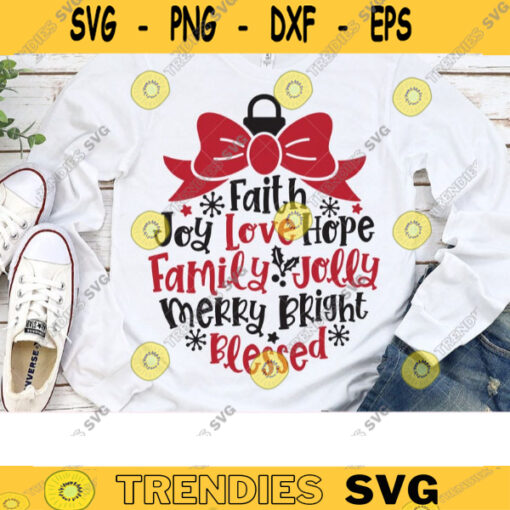 Christmas Ornament SVG Faith Hope Love Joy Family Blessed Christmas Ornament with Words Letters Text Svg Dxf Png Cut Files Cricut Clipart copy