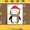 Christmas Penguin SVG. Penguin in a Santa Hat Cut Files. Kids Penguin with Scarf PNG. Vector Files Cutting Machine dxf eps jpg pdf Download Design 103