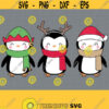 Christmas Penguin SVG. Santa Elf Reindeer Penguins Cut Files. Penguin with Scarf PNG Clipart. Vector Files Cutting Machine dxf eps jpg pdf Design 767