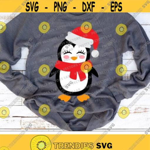Christmas Penguin Svg Cute Penguin Svg Kids Cut Files Santa Hat Svg Girls Holiday Svg Dxf Eps Png Winter Clipart Silhouette Cricut Design 2896 .jpg