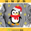 Christmas Penguin Svg Penguin with Santa Hat Svg Kids Cut Files Winter Svg Dxf Eps Png Baby Clipart Xmas Shirt Svg Silhouette Cricut Design 601 .jpg