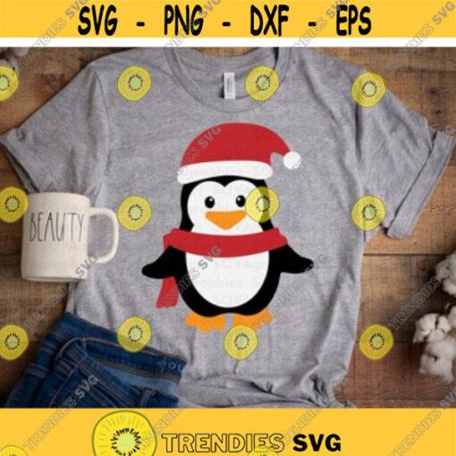 Christmas Penguin svg Penguin svg Christmas svg Winter svg dxf Santa hat svg Cute Shirt Cut file Clipart Cricut Silhouette Craft Design 191.jpg