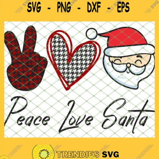 Christmas Plaid Peace Love Santa SVG PNG DXF EPS 1