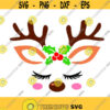 Christmas Reindeer Bow Holly Face Cuttable Design SVG PNG DXF eps Designs Cameo File Silhouette Design 516